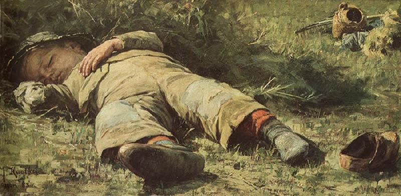 Johan Fredrik Krouthen A asleep boys Germany oil painting art